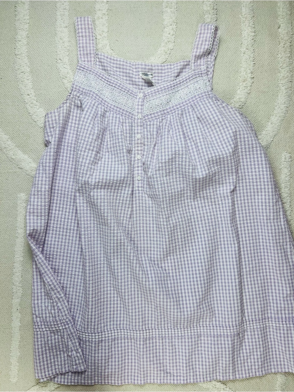 Lavender & White Gingham Babydoll Swing Dress Nightgown – Size XL